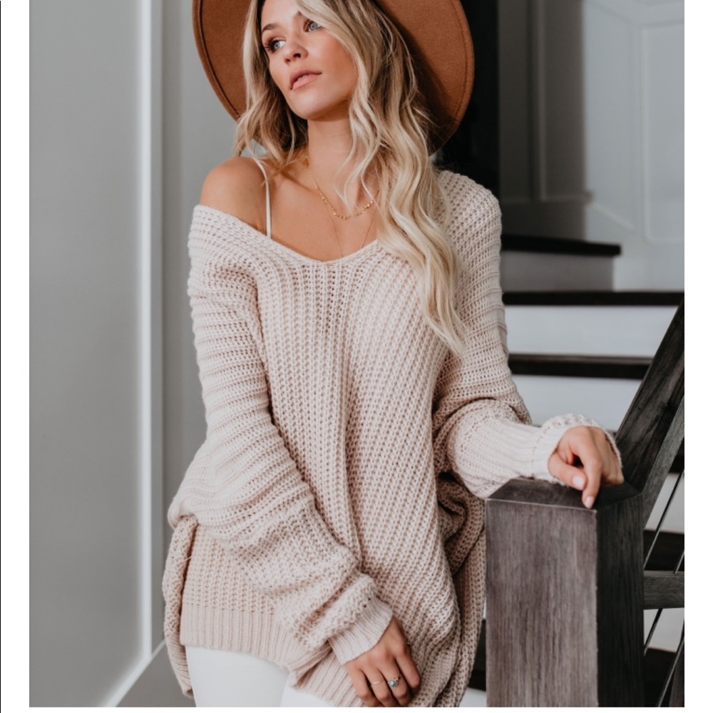 SLYVIA V Neck Oversized Sweater - Picture 8 of 8